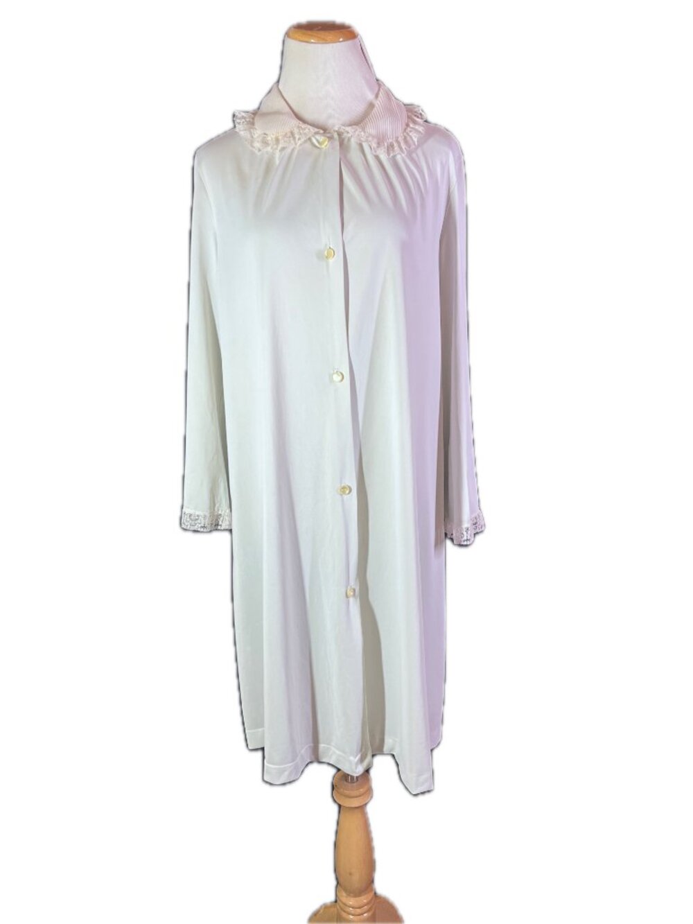 Vintage 1970s Vanity Fair Size 36 Nylon Housecoat Button-Front Stretchy